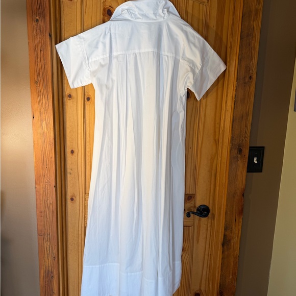 Banana Republic White Poplin Short-Sleeve Trapeze Shirt Dress with Pockets - Picture 4 of 5